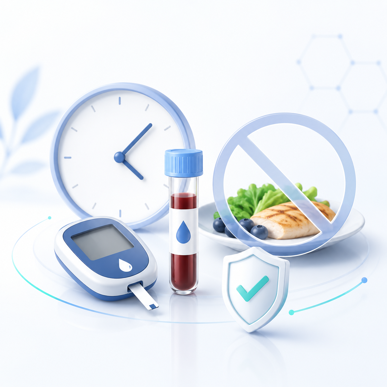 Illustration representing fasting and sample preparation before selected health tests.